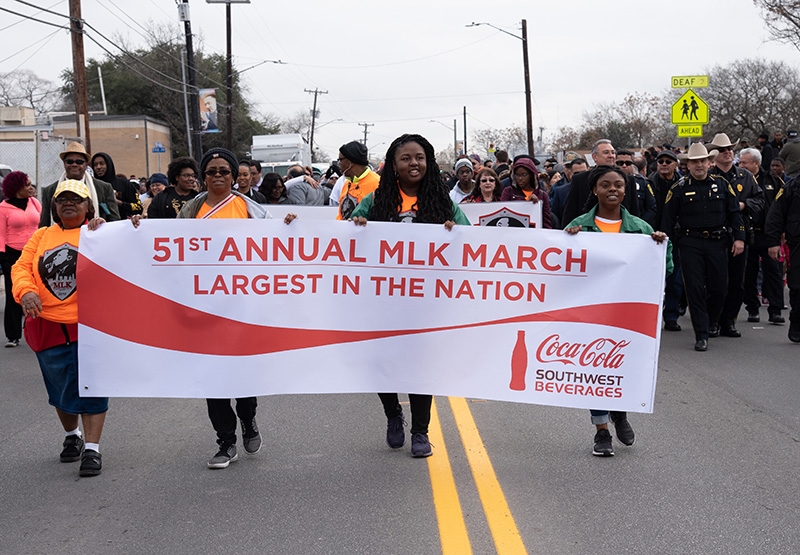 Thousands of people participate in the MLK March Monday on San Antonio's East Side. Photo by V. Finster | Heron Contributor