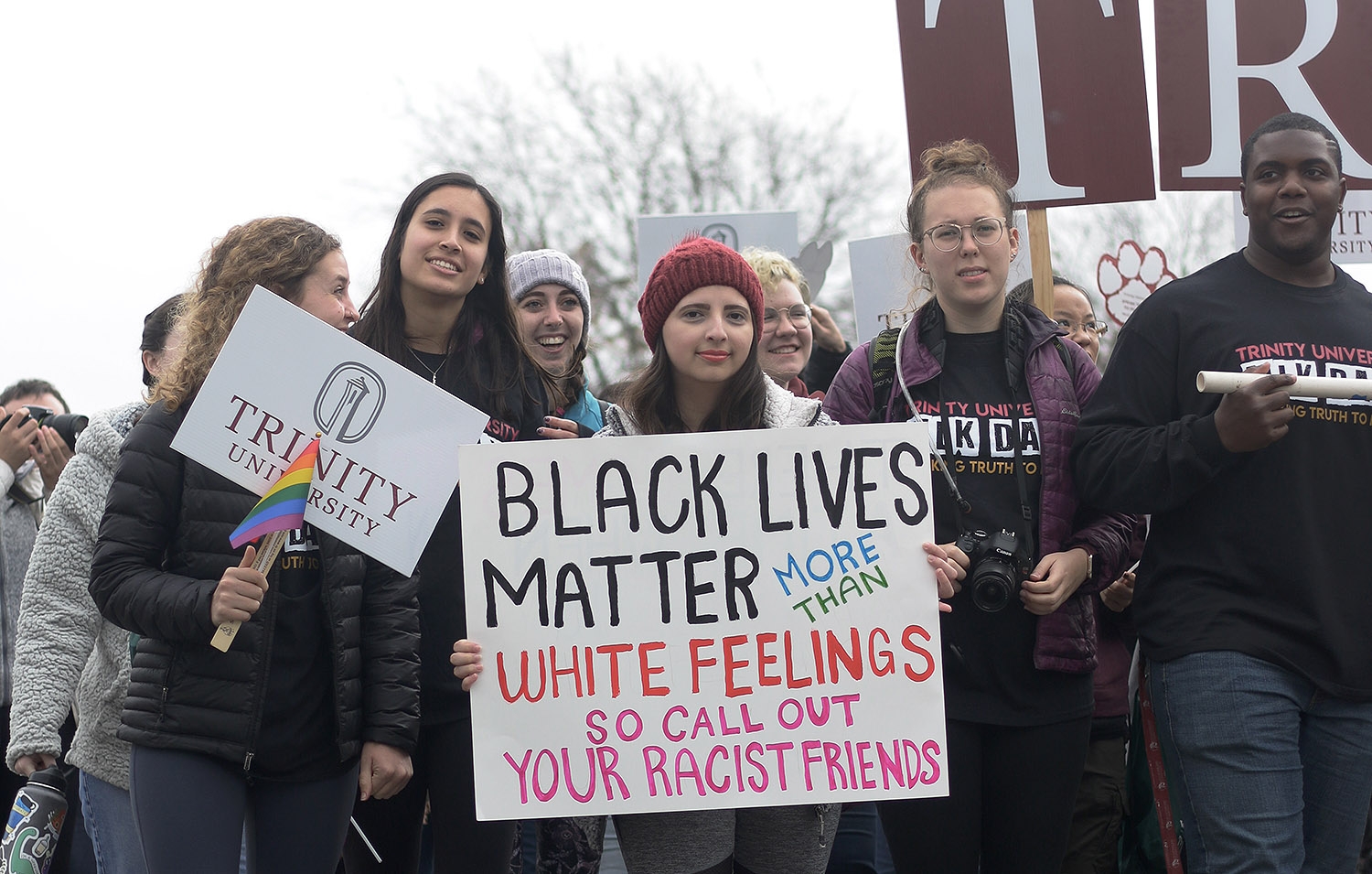 Trinity University students participate in the annual MLK March on Monday. Photo by Noah Alcala Bach | Heron Contributor