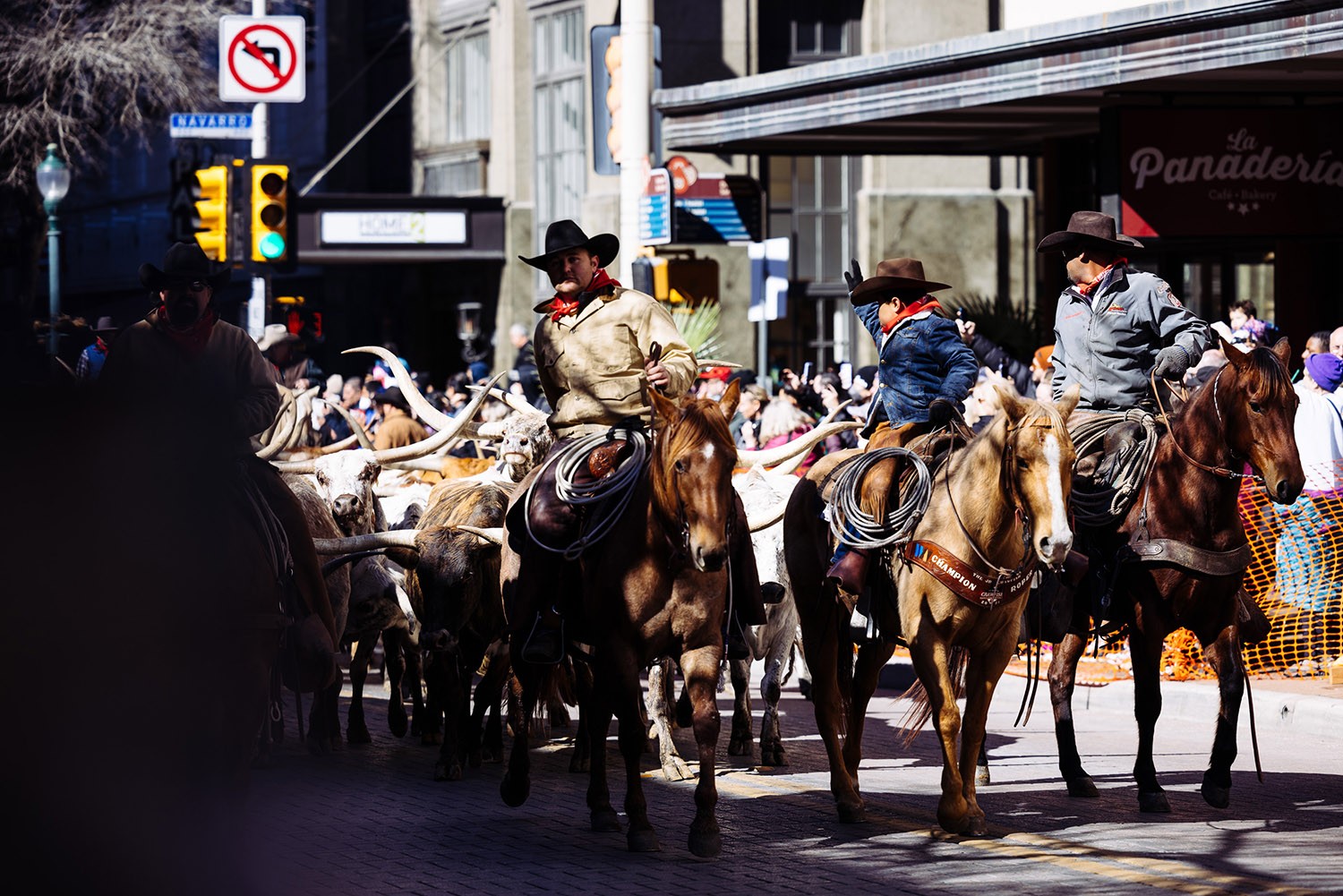 The annual Western Heritage Parade & Cattle Drive takes place on Houston Street in downtown San Antonio, Texas, on Feb. 5, 2022. Photo by Chris Stokes | Heron contributor