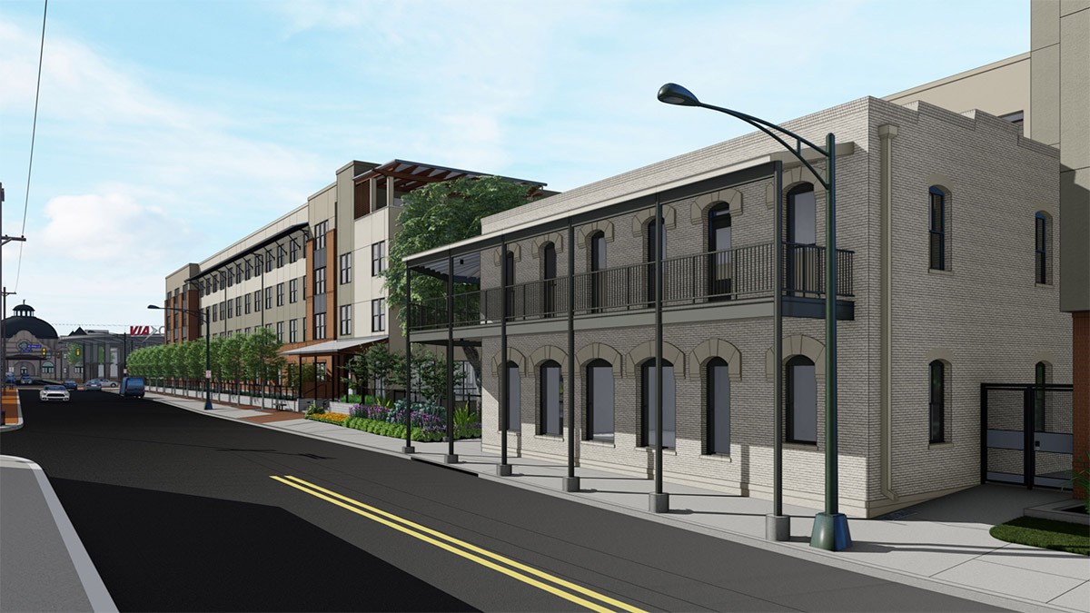 Cattleman Square Lofts is being planned for 811 W. Houston St. June 16, 2021. Courtesy: Alamo Community Group | Sage Group