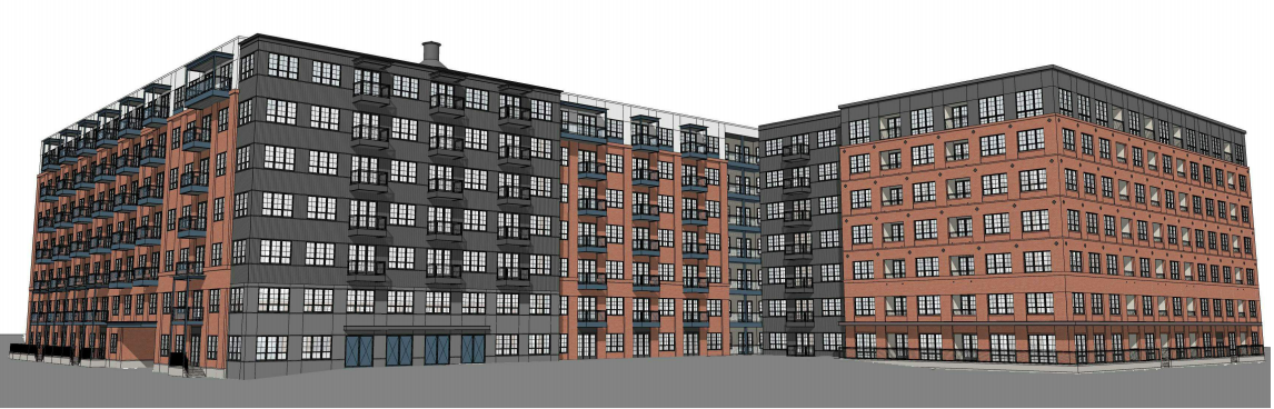 The Elmira Apartments, 1126 E. Elmira St., is a 265-unit, 7-story apartment complex with structured parking, and ground floor live-work units and retail, proposed by Silver Ventures. Courtesy Don B. McDonald Architect