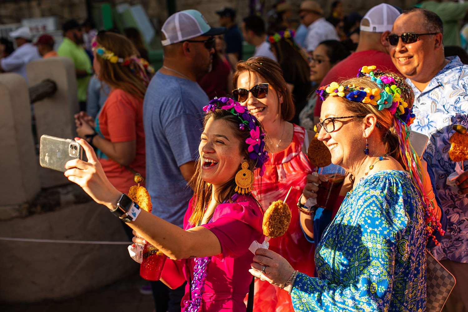 Thousands of people attend A Night in Old San Antonio, or NIOSA, during Fiesta on Wednesday, April 6, 2022, at La Villita in downtown San Antonio, Texas. Photo by Kaylee Greenlee Beal | Heron contributor