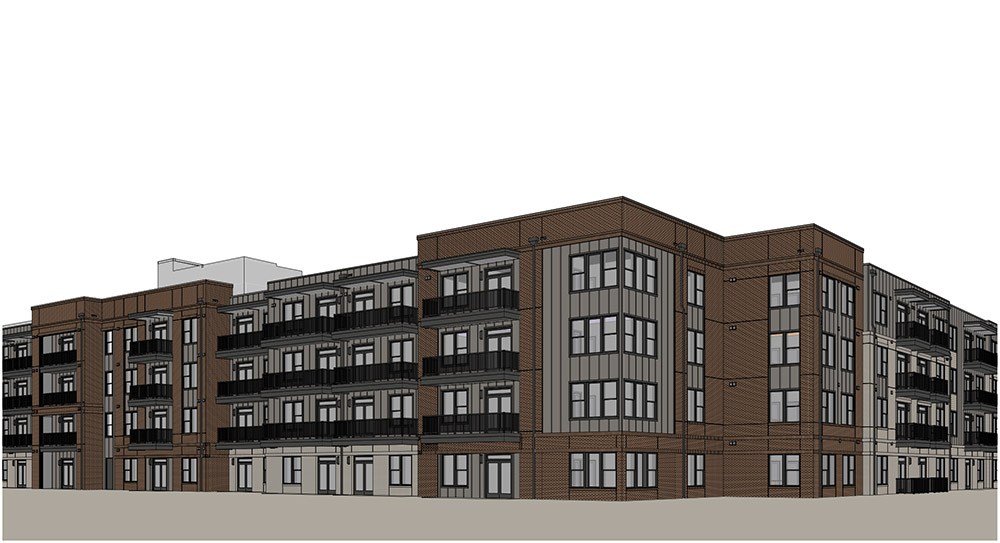 Renderings shows a 310-unit apartment development at 400 Probandt St. planned by Austin developer OHT Partners. HDRC rendering May 2022. Rendering by Davies Collaborative