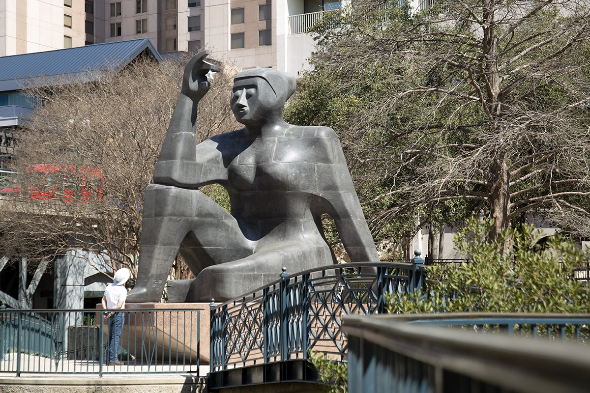 "Stargazer (Citlali)," a large-scale sculpture by Mexican artist Pedro Reyes, was officially unveiled earlier this week on the River Walk. March 9, 2022. Photo by Ben Olivo | Heron