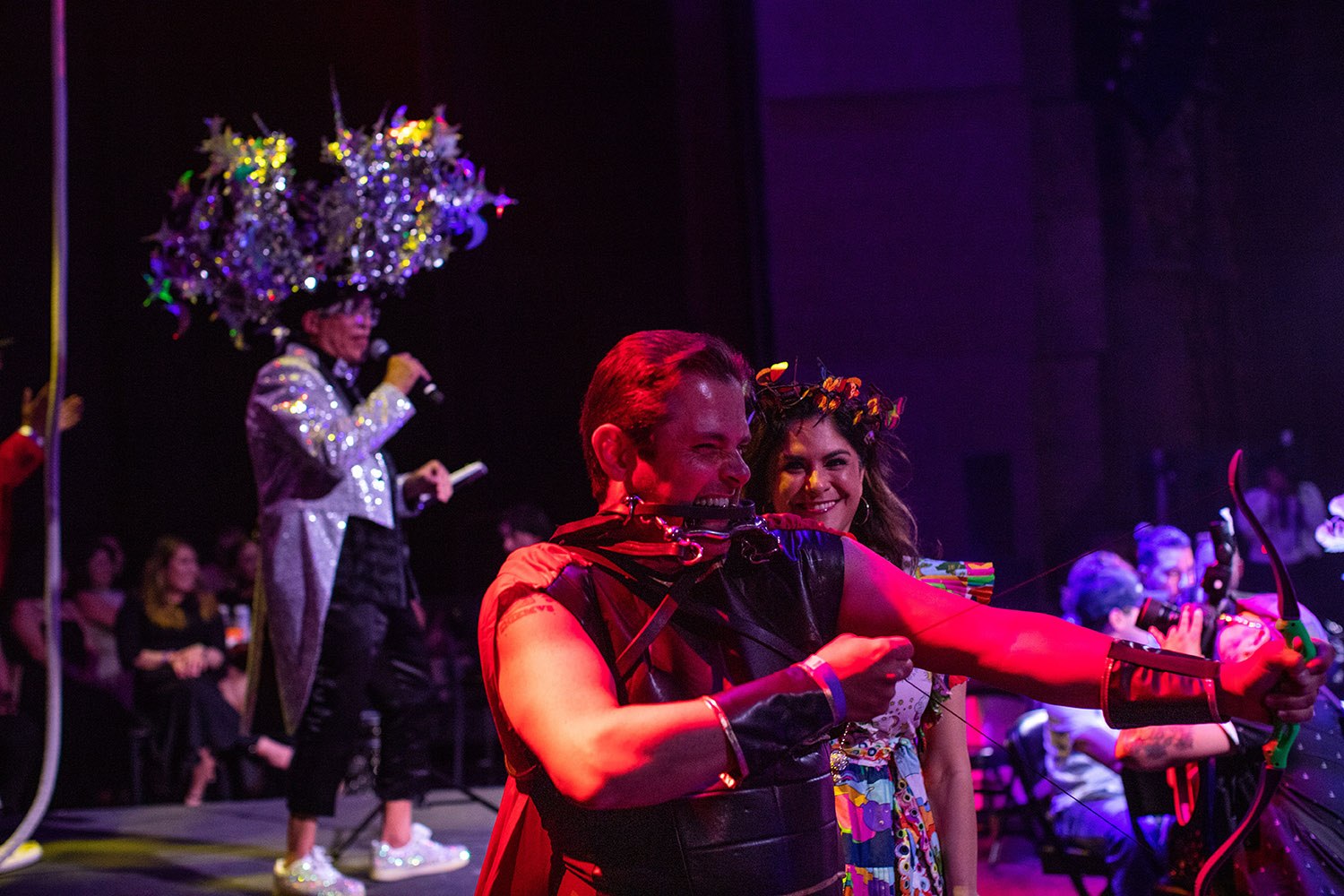 Hundreds of people dressed in zodiac inspired costumes attend the WEBB Party on Friday night, April 1, 2022, at the Aztec Theater in downtown San Antonio, Texas. Photo by Kaylee Greenlee Beal | Heron contributor