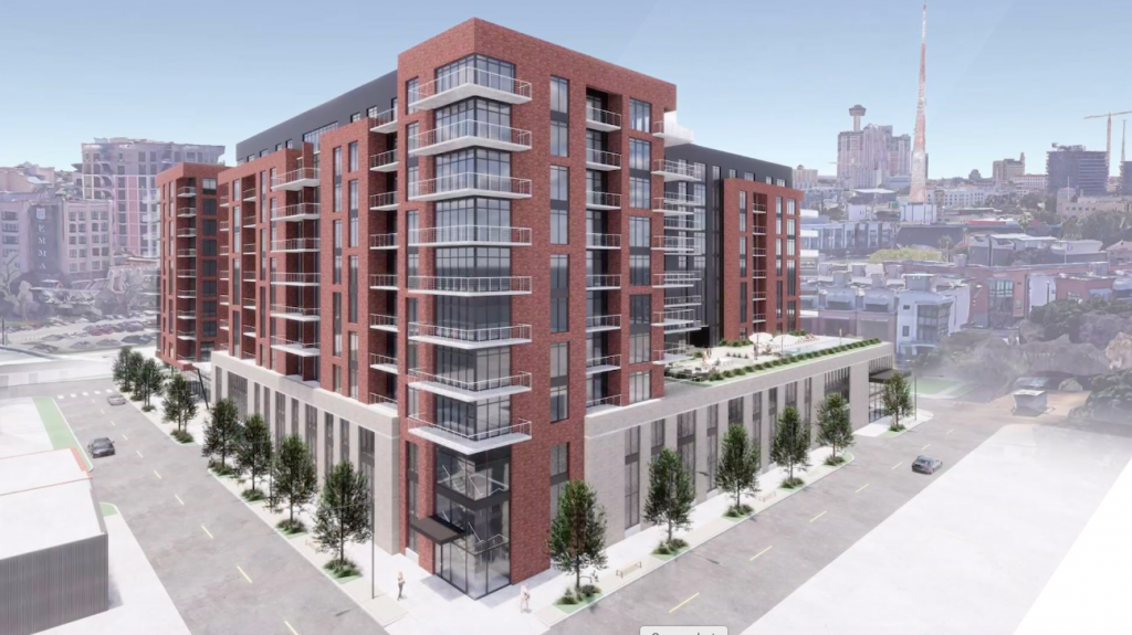 A 10-story mixed-use project by Sabot Development of Austin will include 325 apartments, 400 parking spaces and 14,000 square feet of retail space. Courtesy Sabot Development