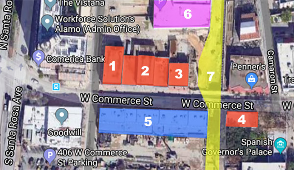 Map of the 300 block of West Commerce