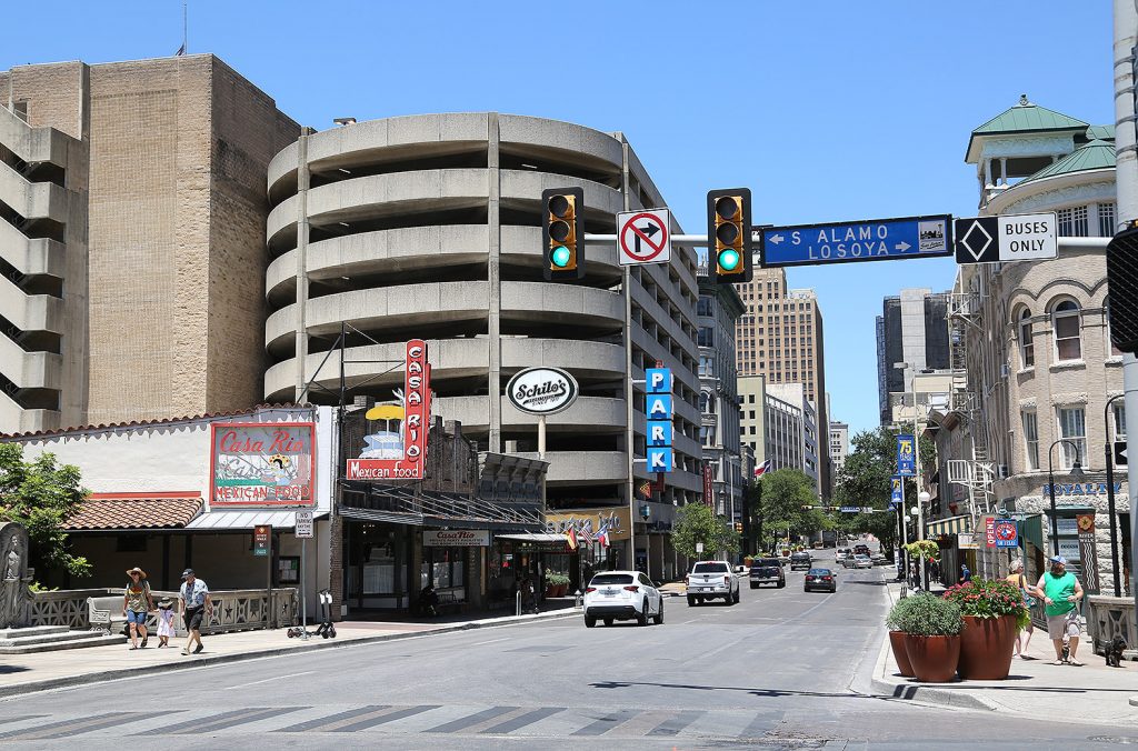 Commerce Street and Losoya Street in downtown San Antonio. Photo taken summer 2020 during the pandemic.