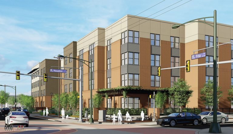 Rendering of Cattleman Square Lofts October 2020 at 811 W. Houston St. by Alamo Community Group.
