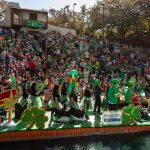 Several decorated floats parade through the River Walk in San Antonio, Texas, during a St. Patrick's Day-themed river parade sponsored by Visit San Antonio River Walk and the Harp & Shamrock Society of Texas on Saturday afternoon, March 19, 2022.