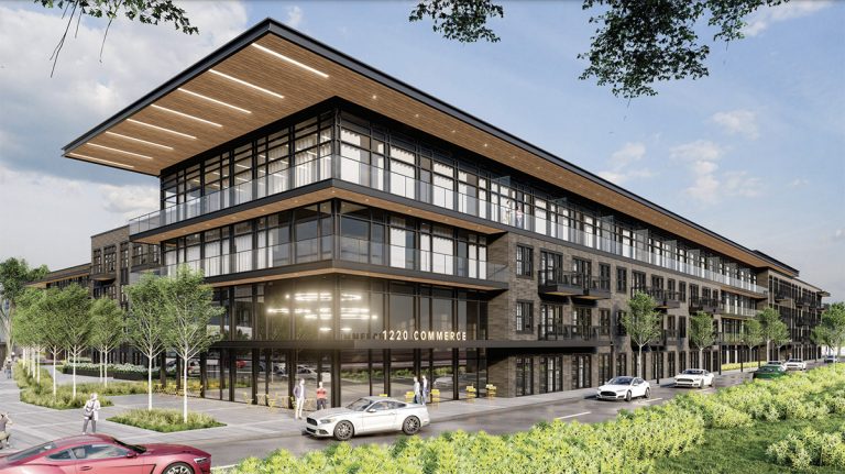 Vaquero Ventures of Fort Worth is planning to build a 340-unit apartment building at 1220 E. Commerce St. in east downtown. Renderings sent to the HDRC on May 16, 2022.