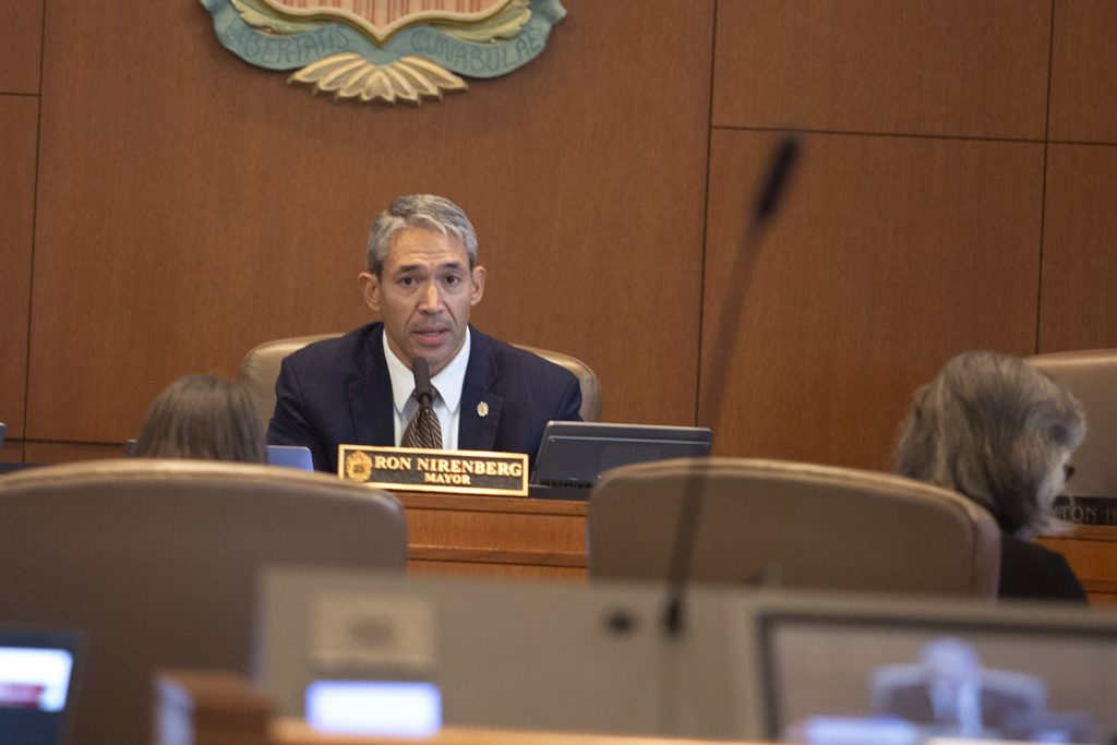 Mayor Ron Nirenberg speaks during a City Council B session on Aug. 10, 2022, about the housing bond in City Council chambers in San Antonio, Texas.